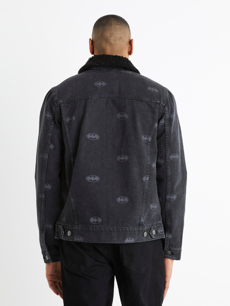 Celio Черно мъжко дънково яке с изкуствена кожа Celio Batman