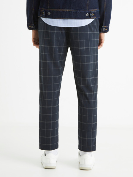 Celio Тъмносин мъжки кариран панталон Celio