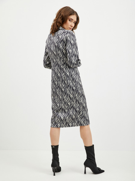 Orsay Бежово-черна дамска рокля-риза с десен от велур ORSAY