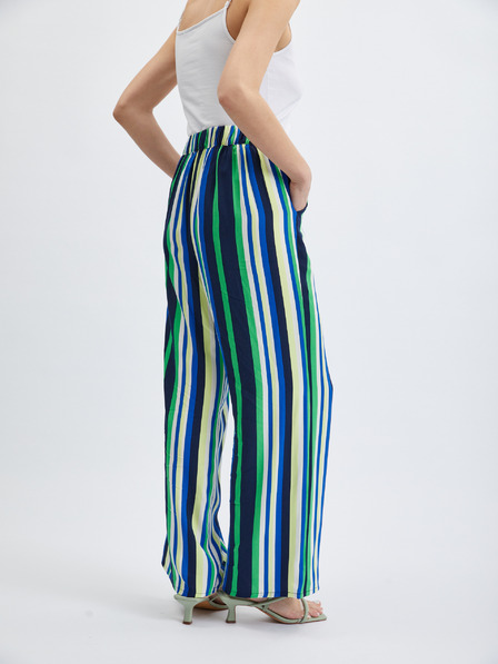 Orsay Зелено-син дамски широк панталон на райе ORSAY