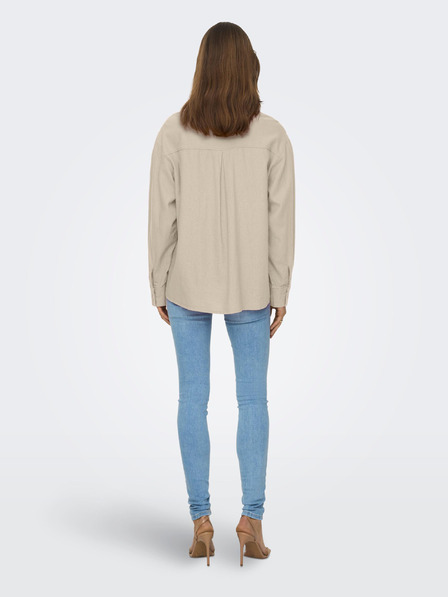 ONLY Бежова дамска ленена риза ONLY Caro