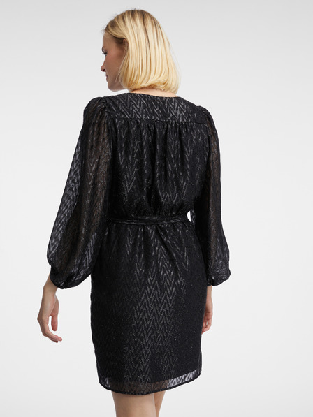 Orsay Черна дамска рокля с десен ORSAY