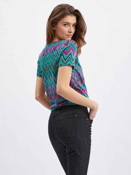 Orsay Розово-зелена дамска тениска с десен ORSAY