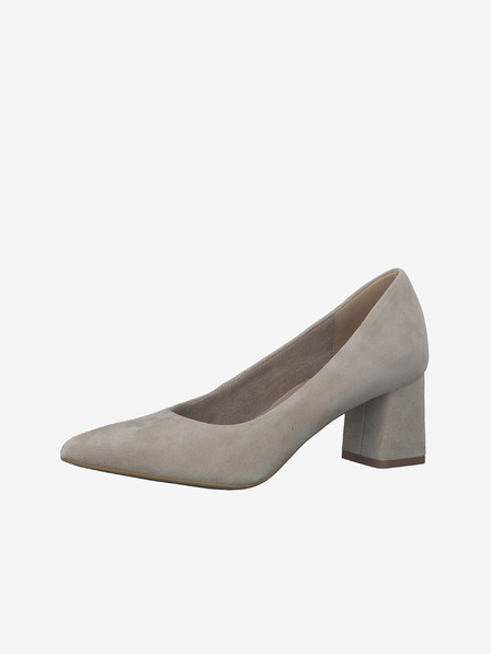 Tamaris Бежови дамски помпи от велур на нисък ток Tamaris