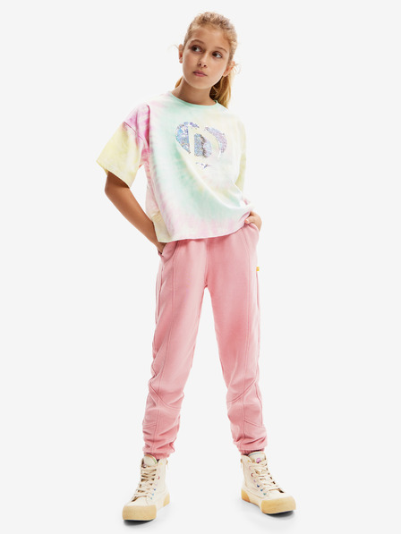 Desigual Desigual Daira жълто-зелена батикова тениска за момичета