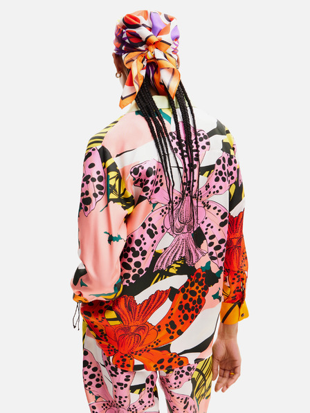 Desigual Червено-розова дамска копринена блуза с шарки Desigual Ericeira Lacroix