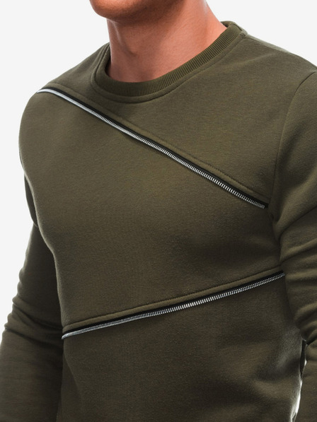 Ombre Clothing Зелен мъжки суитчър с декоративни ципове Ombre Clothing