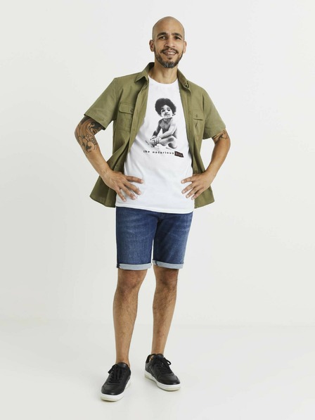 Celio Бяла мъжка тениска с щампа Celio Lvebig