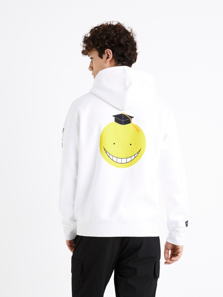 Celio Бял мъжки суитшърт с щампа на гърба Celio Assassination Classroom