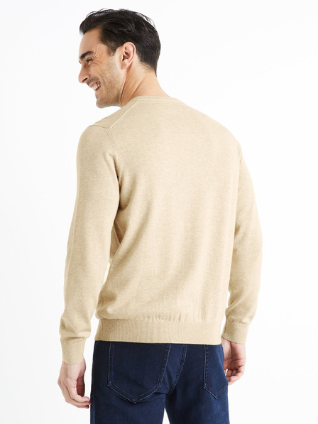 Celio Бежов мъжки основен пуловер Celio Decotonv