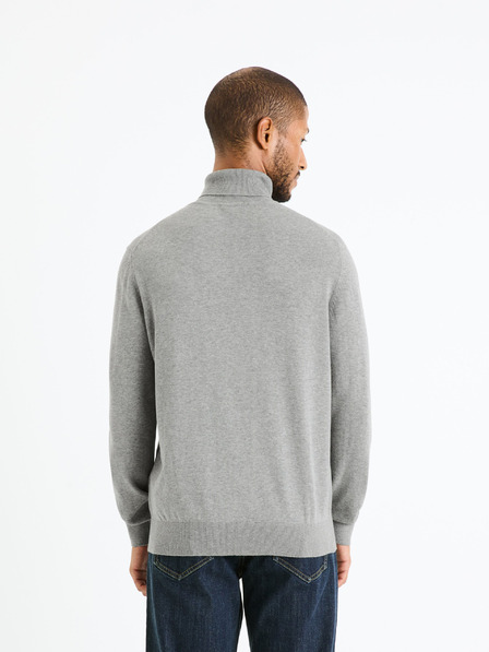 Celio Сив мъжки основен пуловер с ролка Celio Feroll