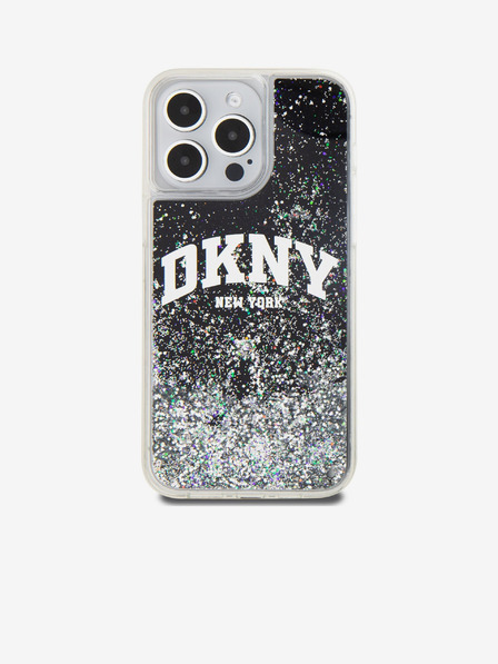 DKNY Заден капак с течен блясък с логото на арката за iPhone 14 Pro Max Black DKNY