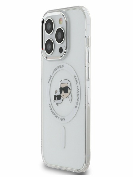 Karl Lagerfeld Karl Lagerfeld IML K&CH Heads Metal Frame MagSafe заден капак за iPhone 15 Pro прозрачен
