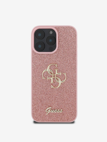 Guess Guess PU Fixed Glitter 4G Metal Logo Back Cover за iPhone 16 Pro Pink