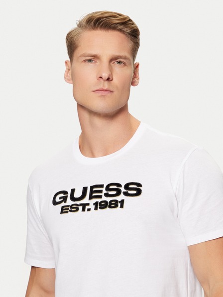 Guess Jeans Мъжка бяла тениска с надпис G011 Guess jeans