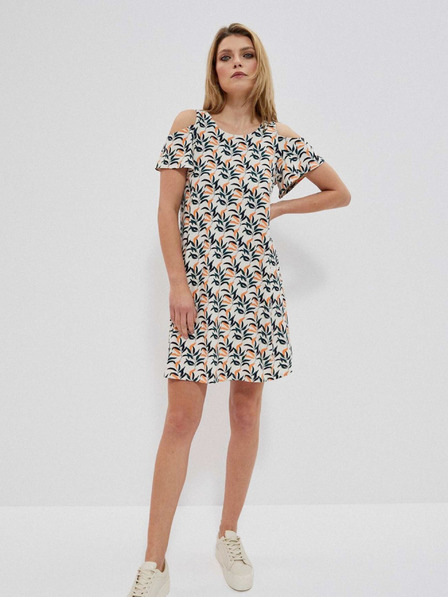 Moodo Бяла дамска шарена рокля Moodo