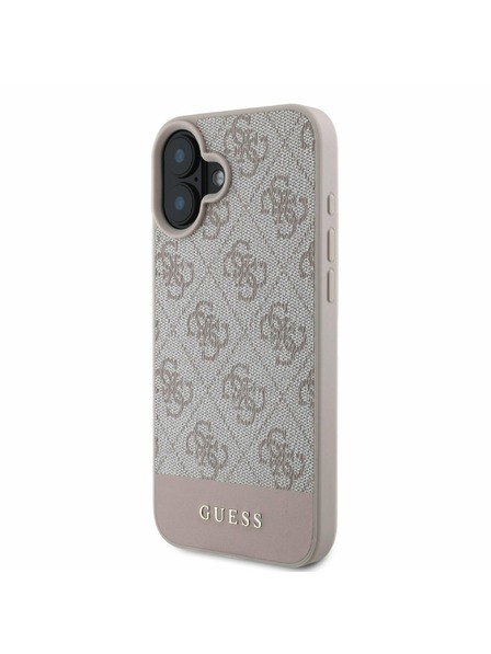 Guess PU 4G Stripe Zadní Kryt pro iPhone 16 Pink Калъф за телефон