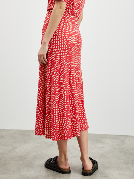 ZOOT.lab Бежово-червена шарена миди пола с разрез ZOOT.lab Norine