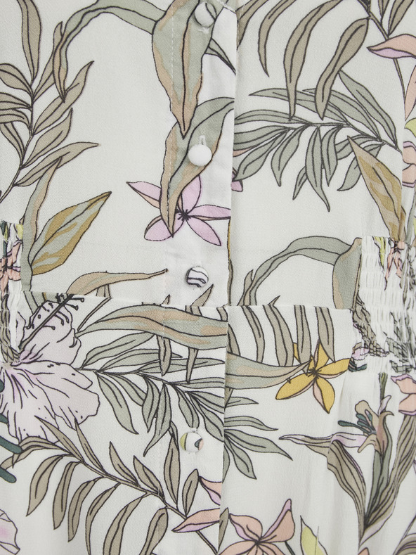 ONLY Зелено-бяла флорална миди рокля с копчета ONLY Mars