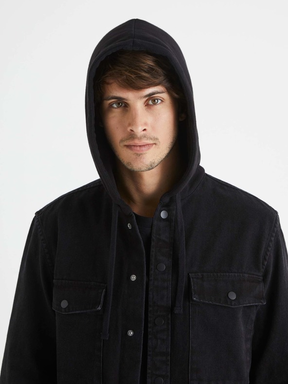 Celio Черна мъжка дънкова риза Celio Bahooden