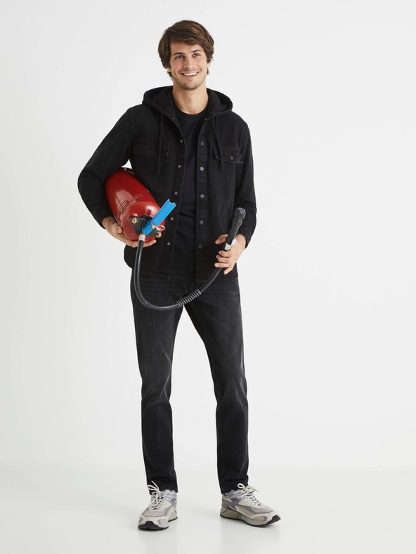 Celio Черна мъжка дънкова риза Celio Bahooden