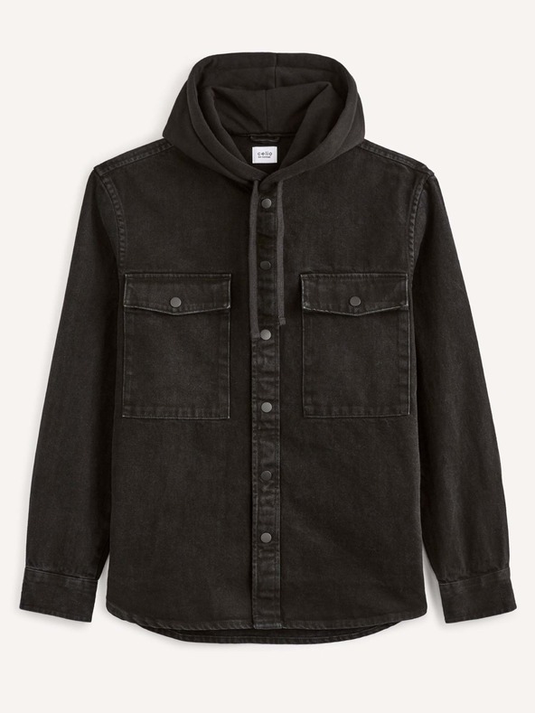 Celio Черна мъжка дънкова риза Celio Bahooden