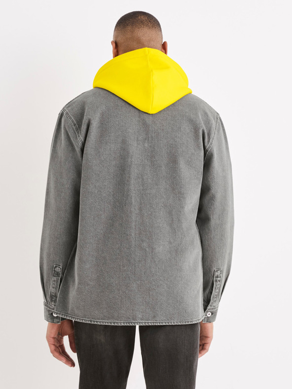 Celio Сива мъжка дънкова риза Celio Battery