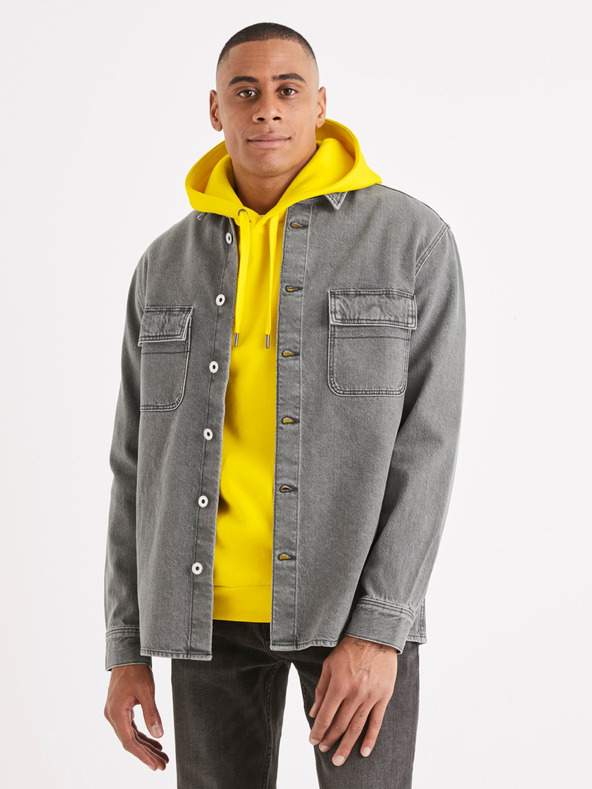 Celio Сива мъжка дънкова риза Celio Battery