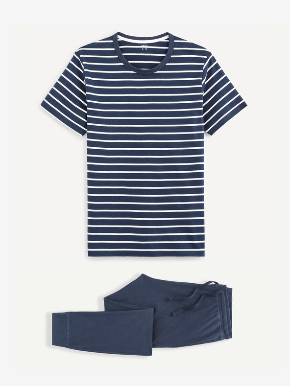 Celio Тъмно синя мъжка пижама на райета Celio Bisible