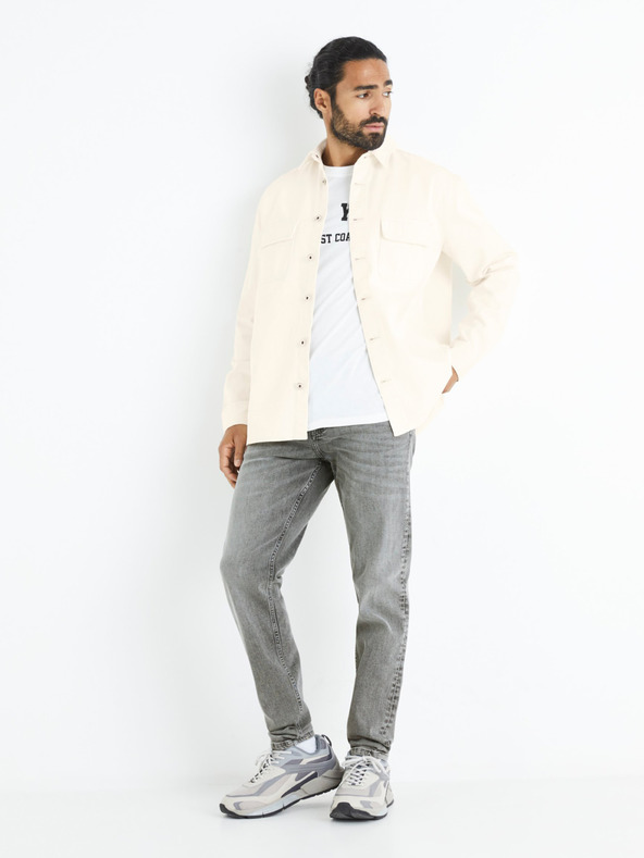 Celio Бежова мъжка дънкова риза Celio Battery