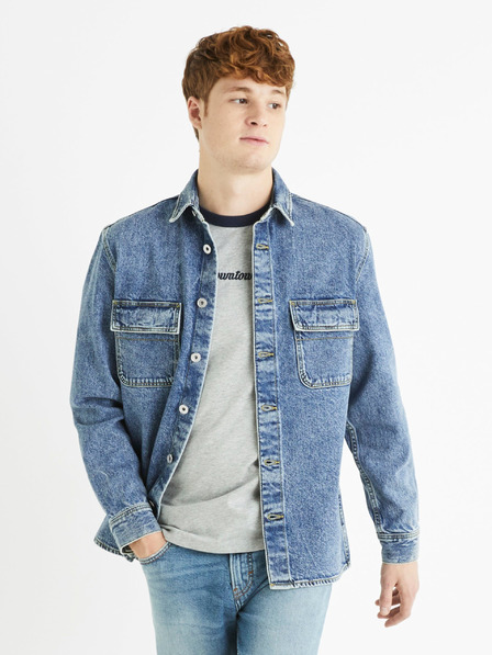 Celio Синя мъжка дънкова риза Celio Battery