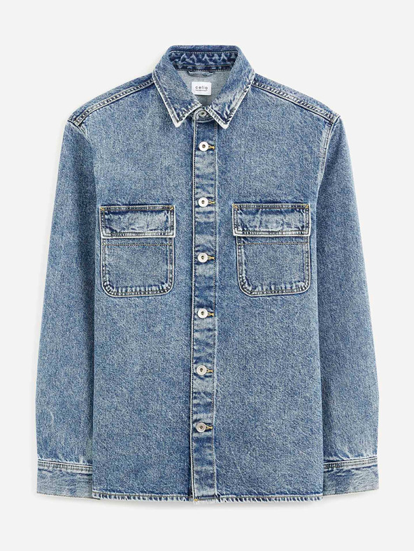 Celio Синя мъжка дънкова риза Celio Battery