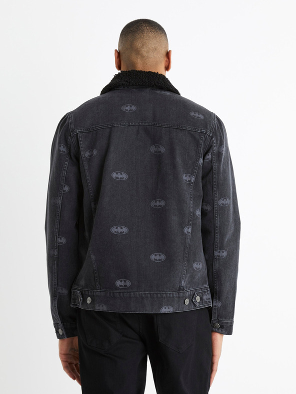 Celio Черно мъжко дънково яке с изкуствена кожа Celio Batman