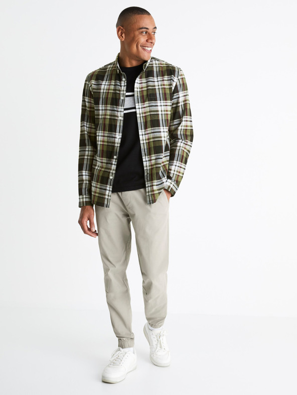 Celio Бяло-черна мъжка карирана риза Celio Bapop