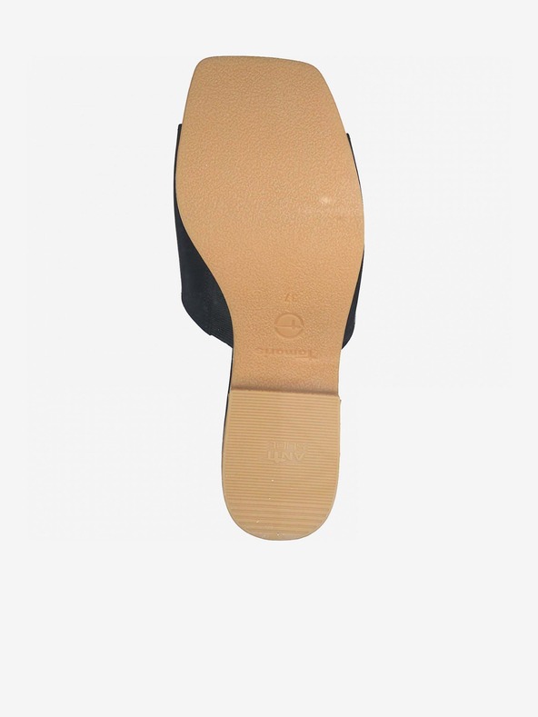 Tamaris Черни кожени чехли с ток Tamaris