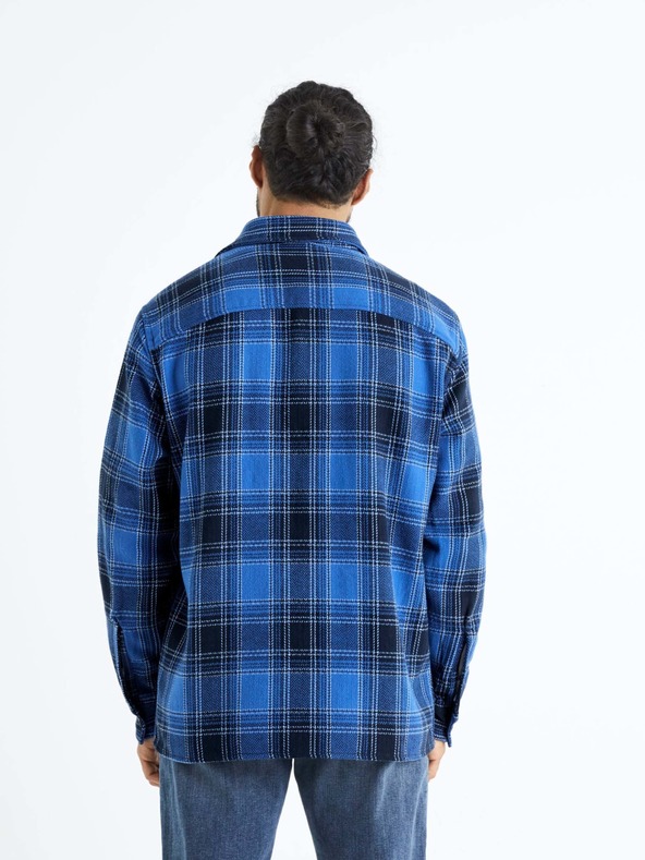 Celio Синя мъжка карирана риза Celio Bazur