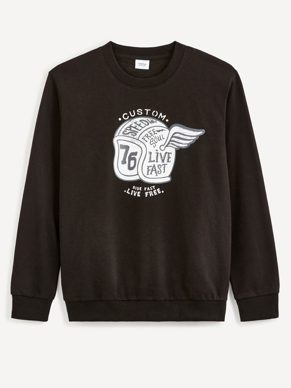 Celio Черен мъжки суитчър с надпис Celio Beprice