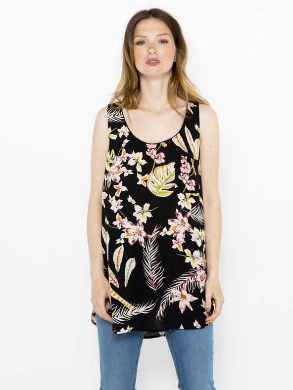 CAMAIEU Черен флорален топ CAMAIEU