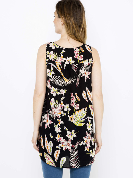 CAMAIEU Черен флорален топ CAMAIEU