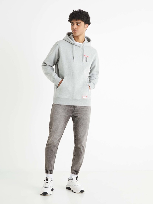 Celio Светлосива мъжка блуза Celio Iron Man с щампа