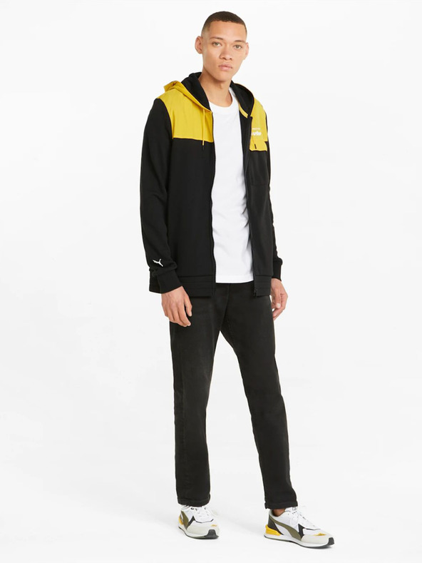 Puma Жълто-черна мъжка спортна качулка Puma