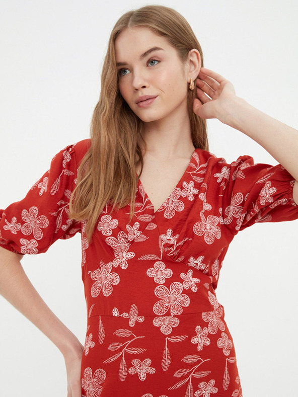 Trendyol Тухлена дамска флорална къса рокля Trendyol