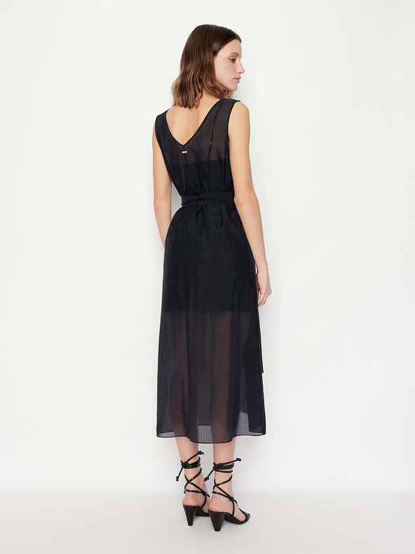 Armani Exchange Тъмносиня миди рокля Armani Exchange