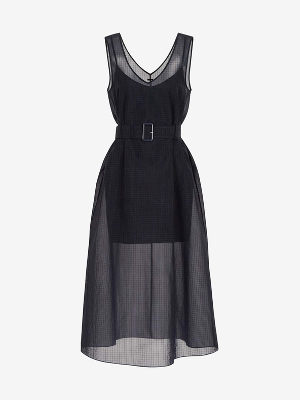 Armani Exchange Тъмносиня миди рокля Armani Exchange