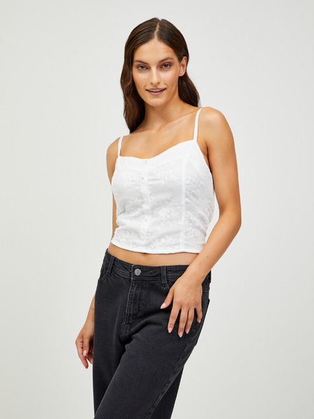 CAMAIEU Бяла щампована скъсена потник CAMAIEU