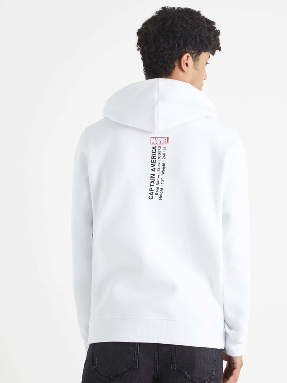 Celio Бял мъжки суитшърт с щампа Celio Captain America