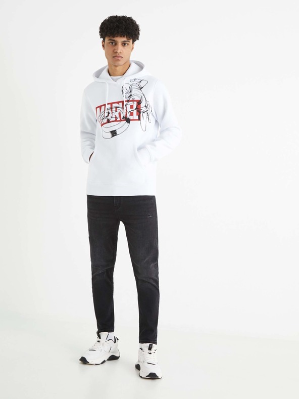 Celio Бял мъжки суитшърт с щампа Celio Captain America