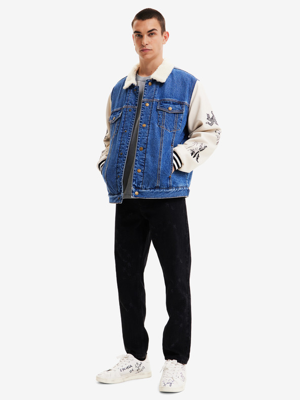 Desigual Бяло и синьо мъжко дънково яке Desigual Wolf