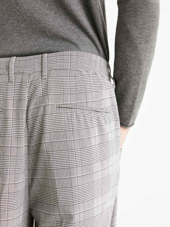 Celio Сив мъжки кариран панталон Celio 24H Avocheck