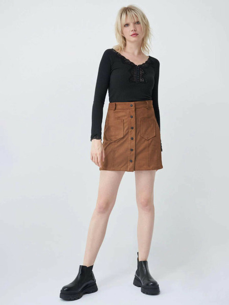 Salsa Jeans Кафява мини пола от велур Salsa Jeans